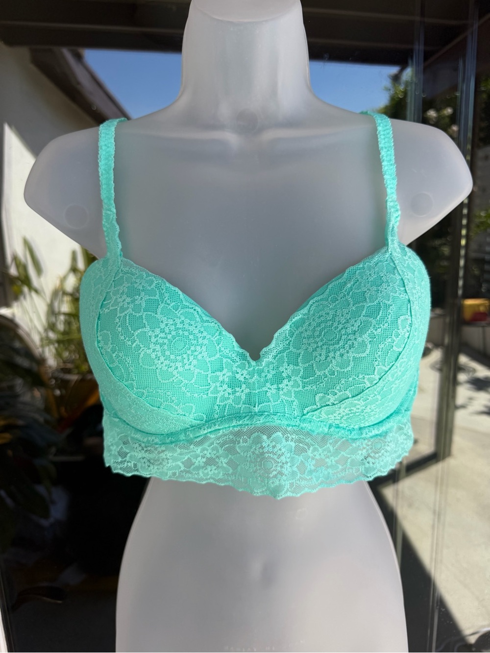 Victoria's Secret Lace Longline Bralette in Mint Green